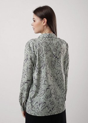 Блузка. Цвет: зелёный/т.серый