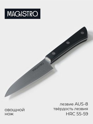 Нож кухонный овощной Magistro Hinshitsu, нержавеющая сталь, 10.6 см, чёрный
