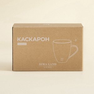 Sima-Land Home Кружки SL Home «Каскарон», 380 мл, 11.8x8.5x10.4 см, набор 2 шт., костяной фарфор, белые