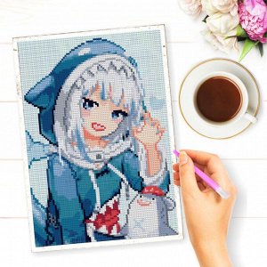 NR-178 Картина (Гура Гавр девочка-акула) Алмазная мозаика 29.5x20.5см, 21 цвет