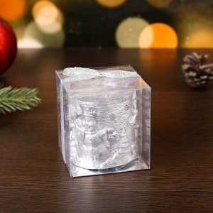 Свеча новогодняя "Снеговики" 6,5х7, серебряная
