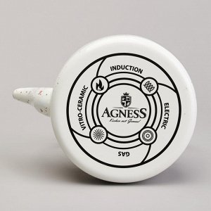 Эмалированный чайник AGNESS "Lavender Cats" с нержавеющим фильтром, 1,1 л — стиль и уют вашей кухни, 1 шт.