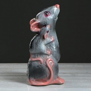 Копилка "Крыса мама" глянец, серый