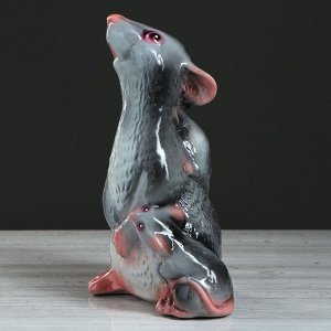 Копилка "Крыса мама" глянец, серый
