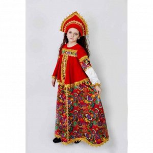 Карнавальный костюм «Боярыня», платье, кокошник, р. 34, рост 134 см