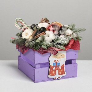 Деревянный ящик реечный «Дед Мороз», 13 ? 13 ? 9 см, с декором