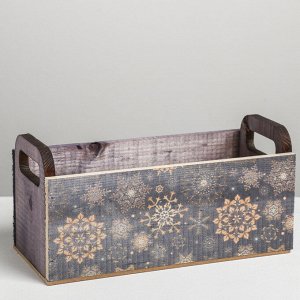 Деревянный ящик с ручками «Снежинка», 24.5 - 5 - 10 см