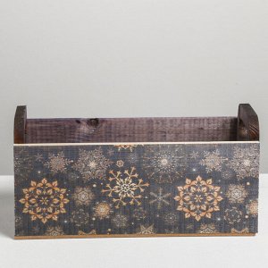 Деревянный ящик с ручками «Снежинка», 24.5 - 5 - 10 см