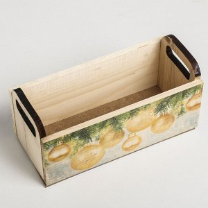 Деревянный ящик с ручками «Ёлка», 24.5 - 5 - 10 см
