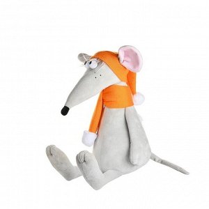 Мягкая игрушка «Крыс Денис в оранжевой шапке и шарфе» 24 см