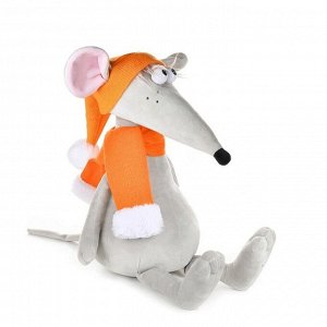 Мягкая игрушка «Крыс Денис в оранжевой шапке и шарфе» 28 см