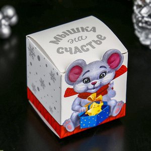 Сувенир металл "Мышка Счастья и любви", латунь,  в коробке 3,5х3,1 см