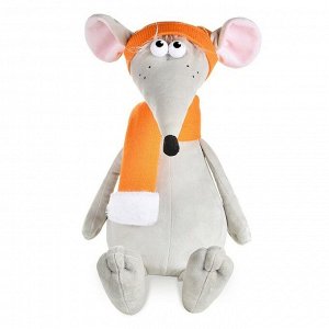 Мягкая игрушка «Крыс Денис в оранжевой шапке и шарфе» 34 см