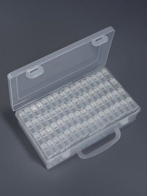 Органайзер для хранения мелочей, 64 баночки, 13x22x5 см, с наклейками, прозрачный