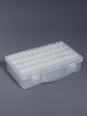 Органайзер для хранения мелочей, 64 баночки, 13x22x5 см, с наклейками, прозрачный
