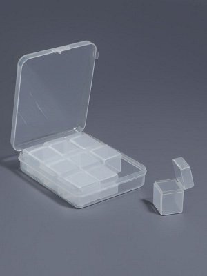 Органайзер для хранения мелочей, 9 баночек, в контейнере, 11.5x9x2.7 см, прозрачный