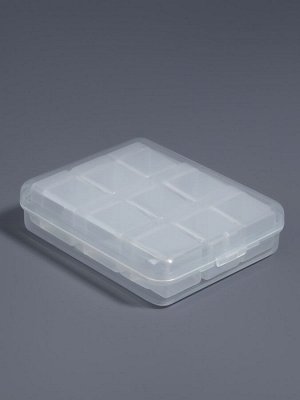 Органайзер для хранения мелочей, 9 баночек, в контейнере, 11.5x9x2.7 см, прозрачный