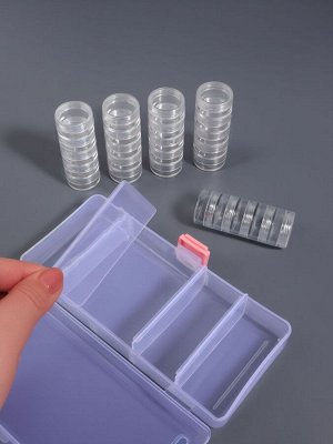 Органайзер для хранения мелочей, 25 баночек, 3.6 мл, 19x9.5x3.5 см, прозрачный
