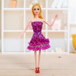 Кукла модель шарнирная «Лера» в платье, фасовка 12 шт., МИКС