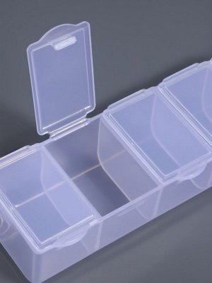 Органайзер для хранения мелочей, 7 ячеек, 19x4.5x3 см, с наклейками, прозрачный
