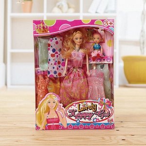 Кукла модель «Вика» с малышкой, с набором платьев
