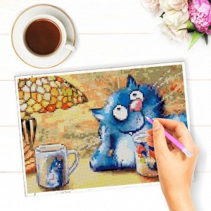 NR-128 Картина (Мечтатель под лампой) Алмазная мозаика 29.5x20.5см, 30 цветов
