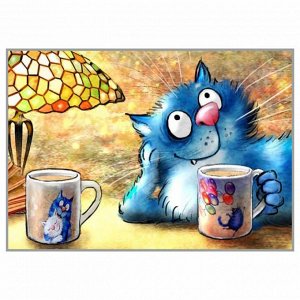 NR-128 Картина (Мечтатель под лампой) Алмазная мозаика 29.5x20.5см, 30 цветов