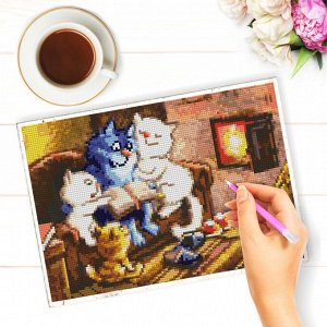 NR-148 Картина (У камелька) Алмазная мозаика 29.5x20.5см, 30 цветов