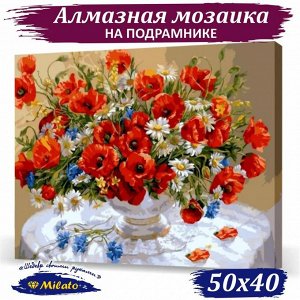 ML-25 Алмазная мозаика на подрамнике (Маки) 50x40см, 35 цветов