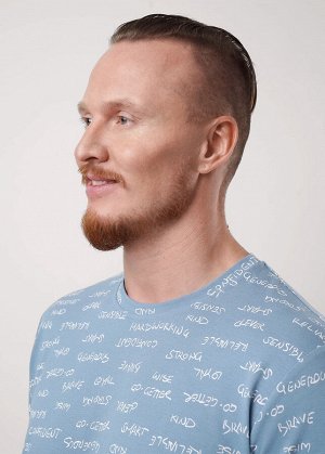 Футболка. Цвет: т.голубой/молочный