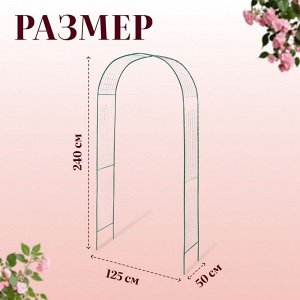 Арка садовая, 230x125x50 см, для вьющихся растений, металлическая, зелёная, «Сетка», Greengo