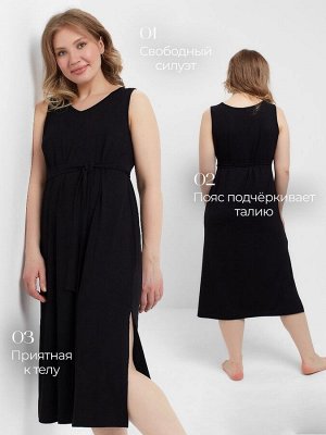 Сорочка женская (миди) MINAKU: Home collection цвет чёрный