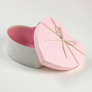 Набор подарочных коробок сердце 3 в 1, белый - розовый, 21x19x9 - 15.5x14x6 см