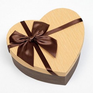 Набор коробок 3 в 1 «Сердце», с бантом, коричневый, 22 x 20 x 9 - 16x14x6 см