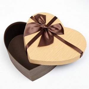 Набор коробок 3 в 1 «Сердце», с бантом, коричневый, 22 x 20 x 9 - 16x14x6 см