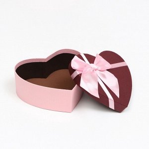 Набор подарочных коробок сердце 3 в 1,, бордовый, 21x19x9 - 15.5x14x6 см