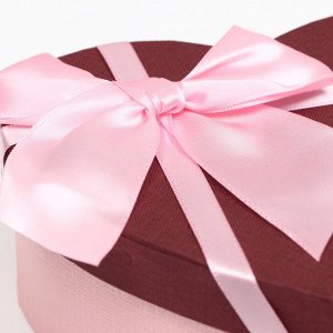 Набор подарочных коробок сердце 3 в 1, бордовый, 21x19x9 - 15.5x14x6 см
