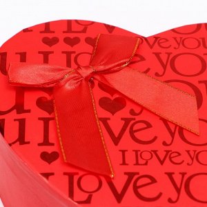 Набор подарочных коробок сердце 3 в 1, красный, I Love You, 21x19x9 - 15.5x14x6 см