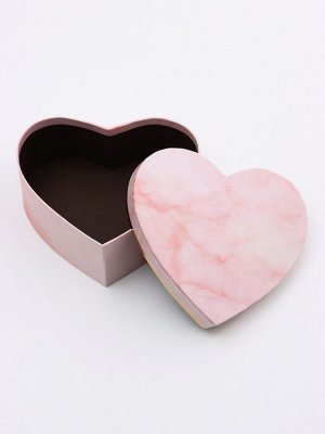 Набор подарочных коробок сердце 3 в 1, розовый мрамор, 22x20x9; 18.5x17x7.5; 16x14x6 см
