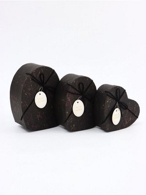 Набор подарочных коробок сердце 3 в 1, чёрный с акцентами, 22x20x9; 18.5x17x7.5; 16x14x6 см