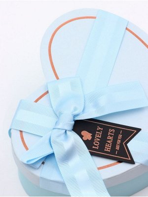 Набор подарочных коробок сердце 3 в 1, голубой с бантом, 22x20x9; 18.5x17x7.5; 16x14x6 см