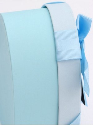 Набор подарочных коробок сердце 3 в 1, голубой с бантом, 22x20x9; 18.5x17x7.5; 16x14x6 см