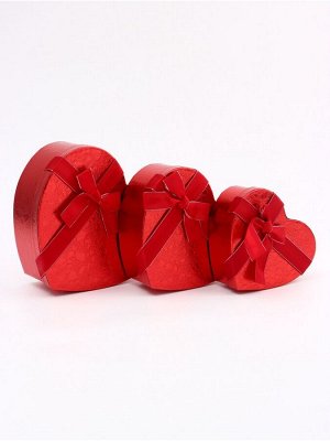 Набор подарочных коробок сердце 3 в 1, красный, 22x20x9; 18.5x17x7.5; 16x14x6 см