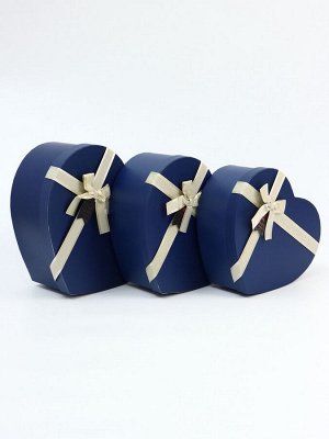 Набор подарочных коробок сердце 3 в 1, синий, 31x27x13.3; 28x25x11.7; 26x23x10.3 см