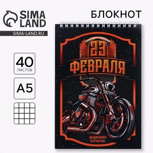 Блокнот А5 «23 февраля. Настоящему защитнику», 40 листов на гребне в клетку