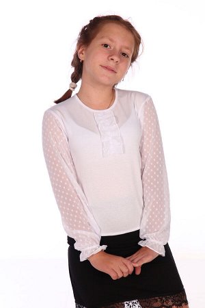 Блузка Характеристики: Состав- вискоза 50%, пэ 50%
Яркая блузка для девочки. Хорошо подойдет как к брючкам, так и к юбочке. Можно носить в школу, так и на любые праздники. Рукава и отделочный элемент 