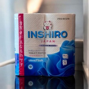 Бумага туалетная INSHIRO Ultra Soft 3-х сл. 25 метров, с тиснением, 4шт/упаковка