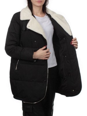 S24-236 BLACK Куртка демисезонная женская (100 гр. холлофайбер)