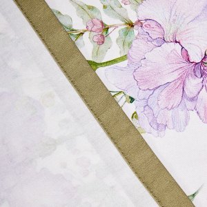 Скатерть "Ирисы" 160x220 см - Белая, 100% Хлопок, Пропитка Твил, 1 шт.