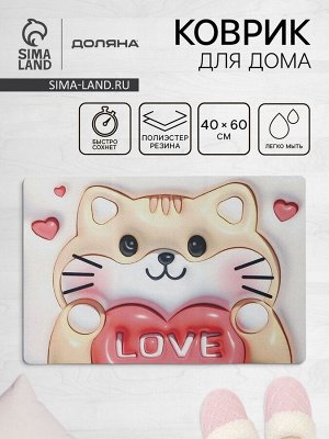 Коврик для дома Доляна Love, влаговпитывающий, 40x60 см